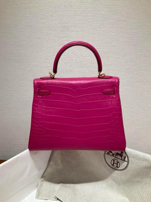 wholesale quality hermes kelly 25 matte niloticus crocodile j5 rose scheherazade ghd